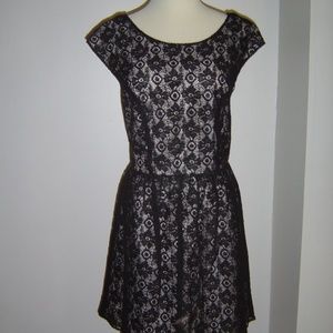 ATMOSPHERE FOR PRIMARK BLACK LACE CUT OUT SKATER MINI DRESS